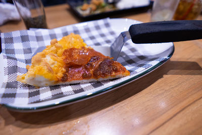 Close-up of food in plate on table