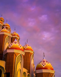 Low angle view of temple building against cloudy sky