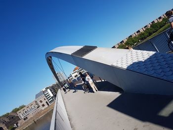 Low angle view of building against blue sky