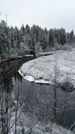 Snow covered landscape against sky