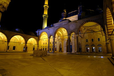 Illuminated building at night