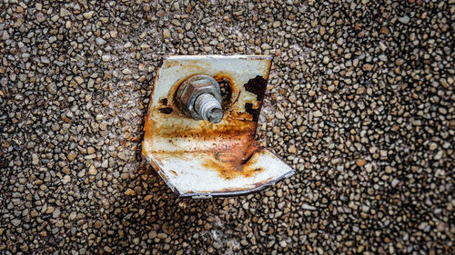 High angle view of rusty metal