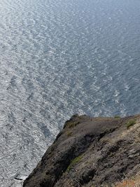 High angle view of rocks on beach