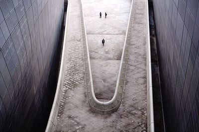 High angle view of people at an underpass