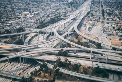 High angle view of elevated road and cityscape