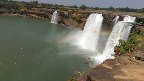 Scenic view of waterfall