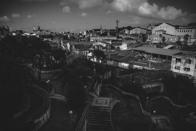 High angle view of townscape against sky