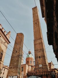 Low angle view of buildings in city against sky