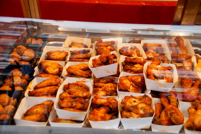 High angle view of food for sale