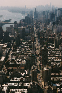 High angle view of buildings in city