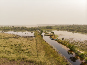 Scenic view of lake against clear sky