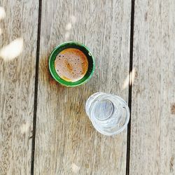 High angle view of coffee on table