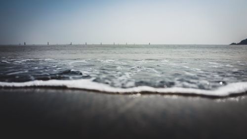 Scenic view of sea against clear sky