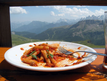 Close-up of food on table