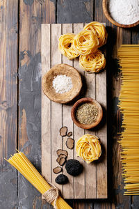 High angle view of food on table