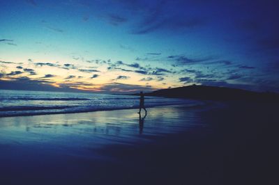 Scenic view of sea at sunset