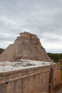 Low angle view of old ruins against sky