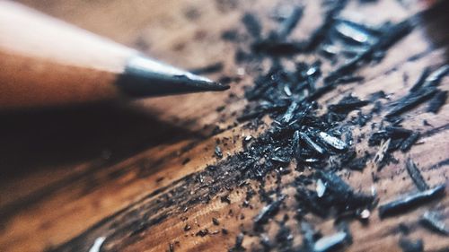 High angle view of pen on table