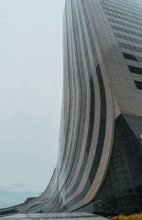 Low angle view of modern building against clear sky