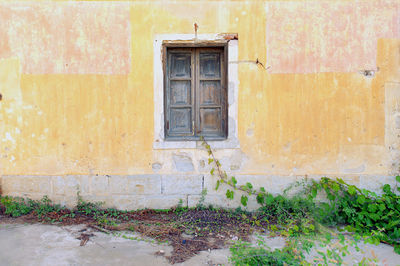 Closed door of building