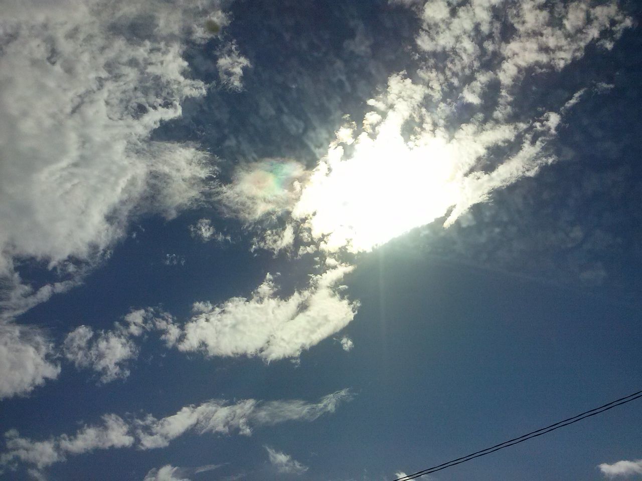 low angle view, sky, cloud - sky, nature, beauty in nature, tranquility, sun, power line, sunlight, scenics, outdoors, cloudy, cloud, day, no people, electricity, tranquil scene, sunbeam, silhouette, connection