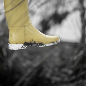 Close-up of yellow water in winter