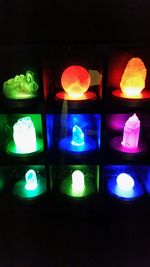 Close-up of illuminated lanterns