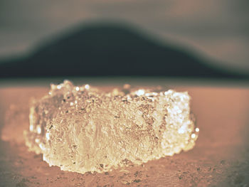 Close-up of ice cream on rock