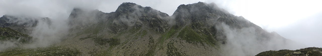 Panoramic view of waterfall against sky