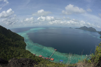 Panoramic view of sea against cloudy sky