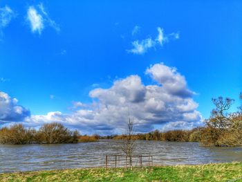 Scenic view of lake against sky