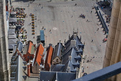 High angle view of crowd outside building