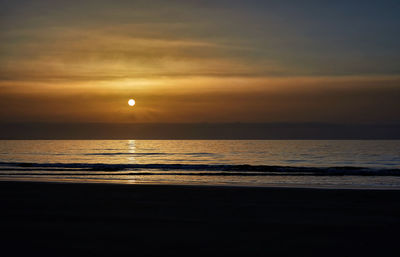 Scenic view of sea against sky at sunset