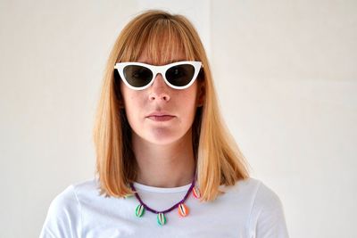 Portrait of woman wearing sunglasses