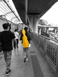 Woman standing in city