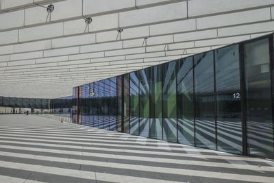 Reflection of building on glass window