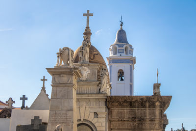 Low angle view of church against clear sky