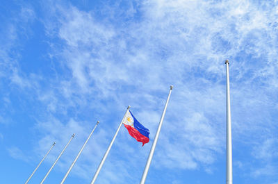 Low angle view of building against blue sky