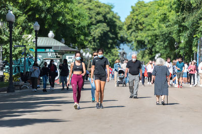 People on street in city