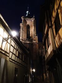 Low angle view of church at night