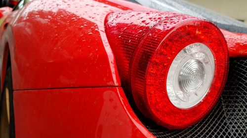 Close-up of red car tail light