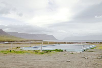 Hot spring pool in reykjarfjörður,  west fjord of iceland
