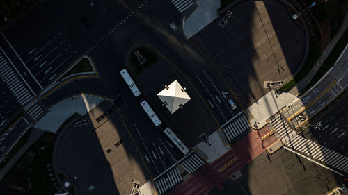 High angle view of road amidst buildings in city