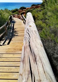View of wooden pier leading towards sea
