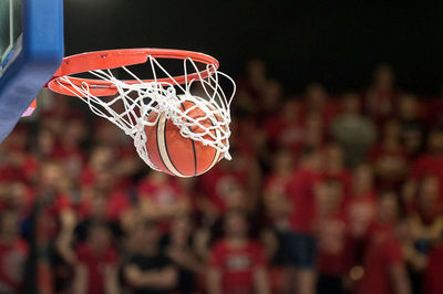 Low angle view of basketball hoop