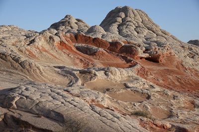 Scenic view of colorful rock formations against sky