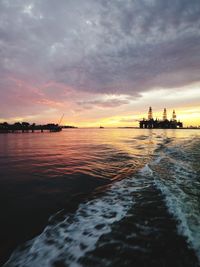 Scenic view of sea against sky during sunset