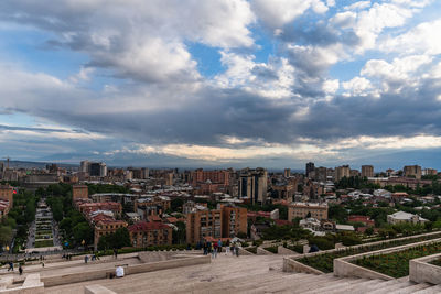 High angle view of townscape against sky