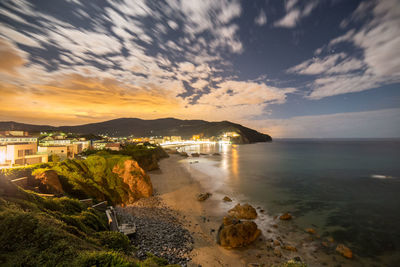 Scenic view of sea against sky at sunset