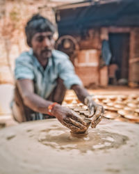 Man working in container